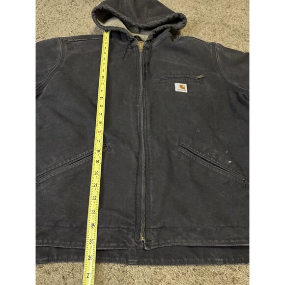 CARHARTT Washed Gray Duck Sherpa Lined Jacket Hoodie Outdoor Utility Workwear XL - Picture 15 of 15